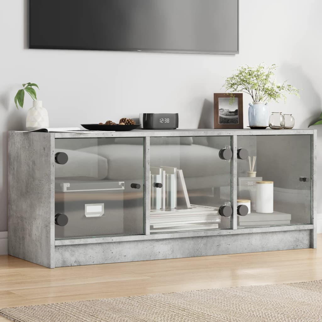 vidaXL Tv-meubel met glazen deuren 102x37x42 cm wit