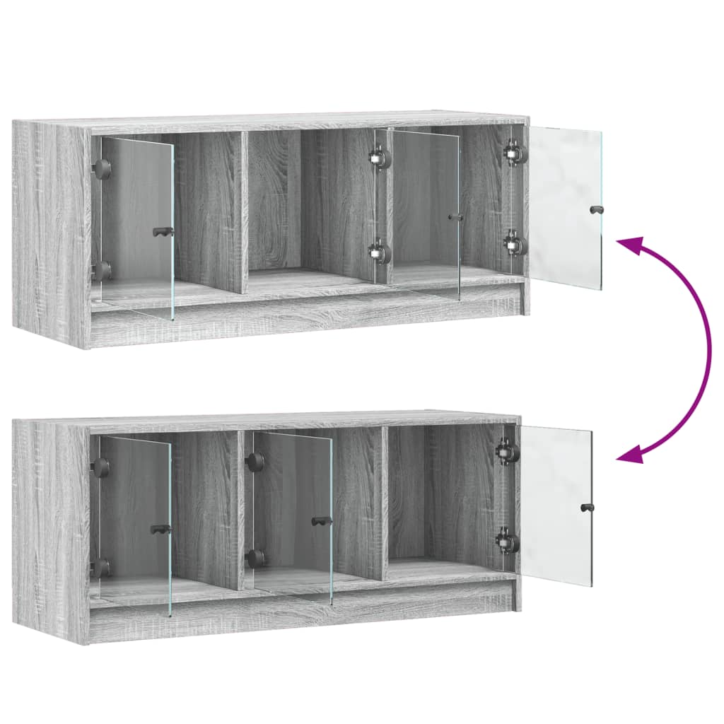 vidaXL Tv-meubel met glazen deuren 102x37x42 cm wit