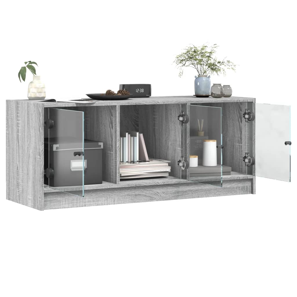vidaXL Tv-meubel met glazen deuren 102x37x42 cm wit