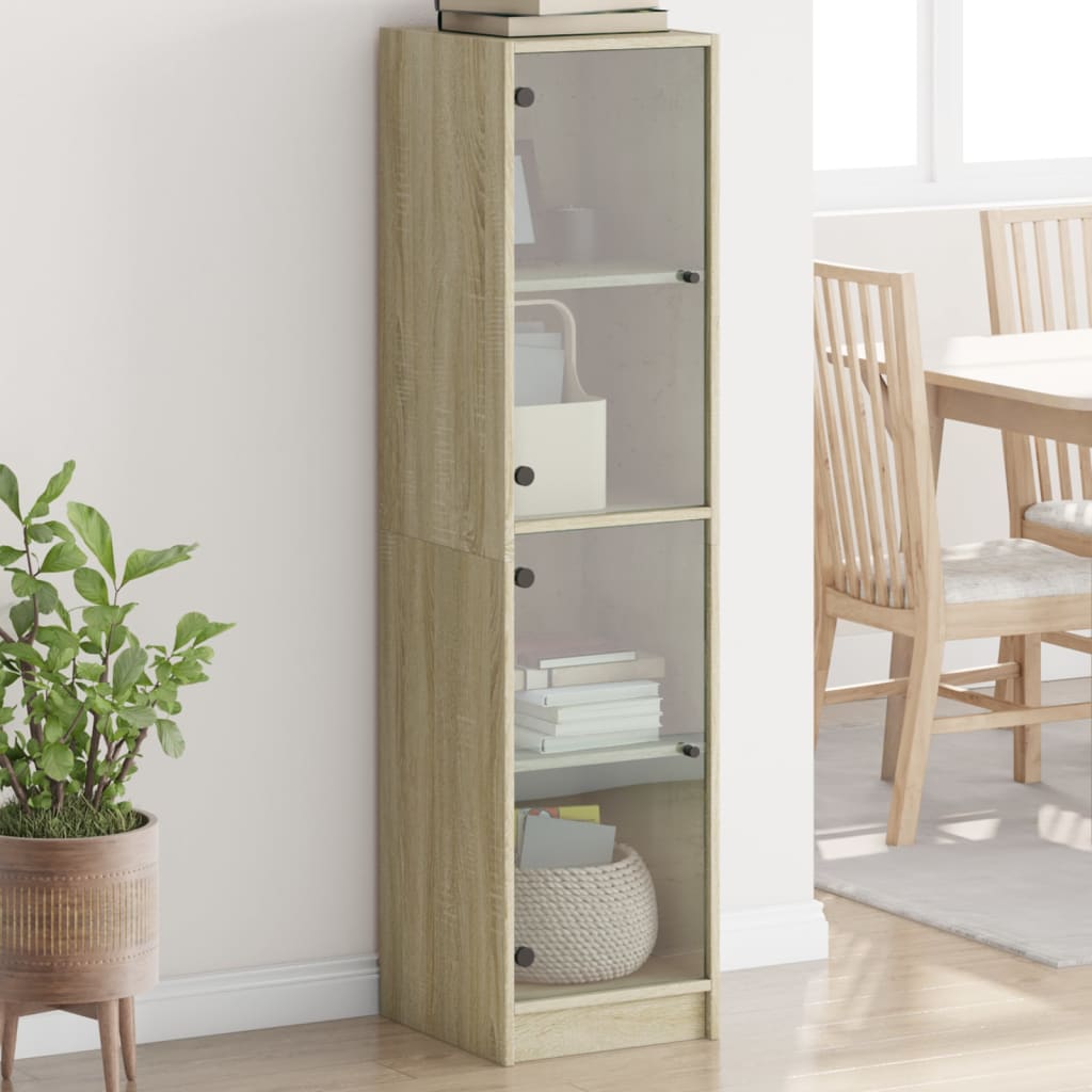 vidaXL High Cabinet with Glass Doors 35x37x142 cm White
