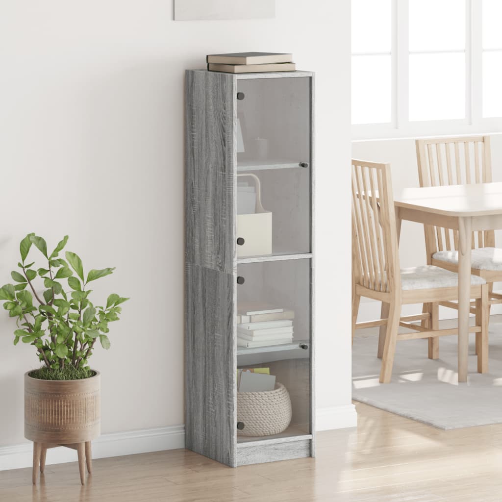vidaXL High Cabinet with Glass Doors 35x37x142 cm White