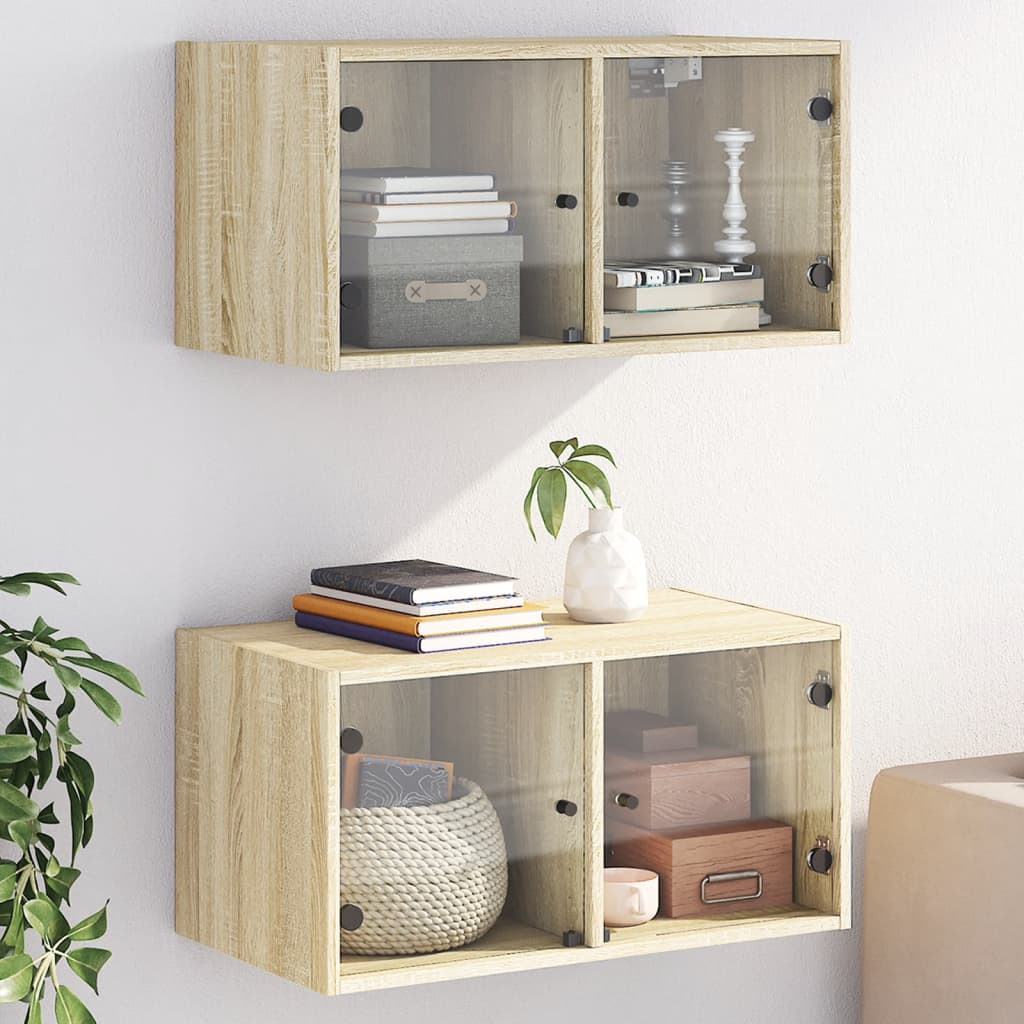 vidaXL Wall Cabinet with Glass Doors 68.5x37x35 cm White