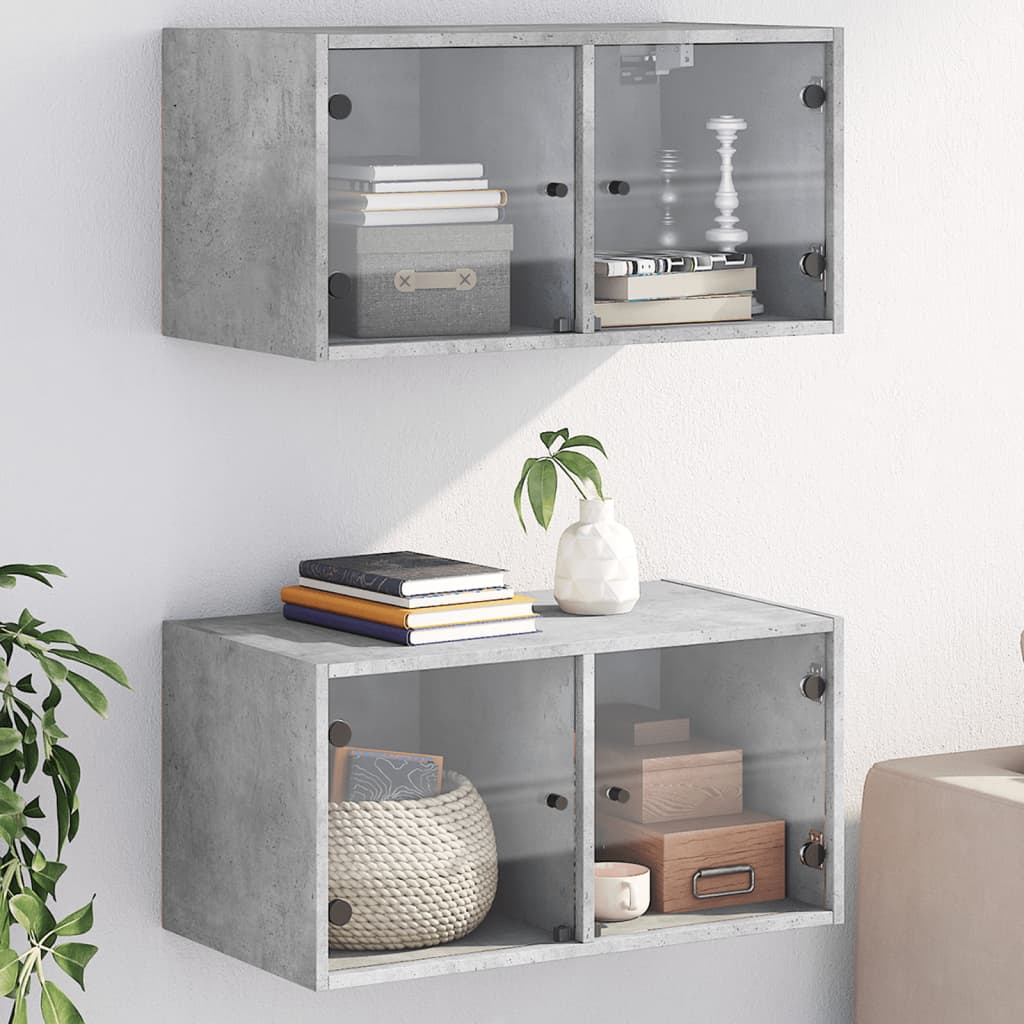 vidaXL Wall Cabinet with Glass Doors 68.5x37x35 cm White