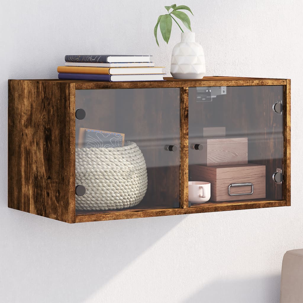 vidaXL Wall Cabinet with Glass Doors 68.5x37x35 cm White