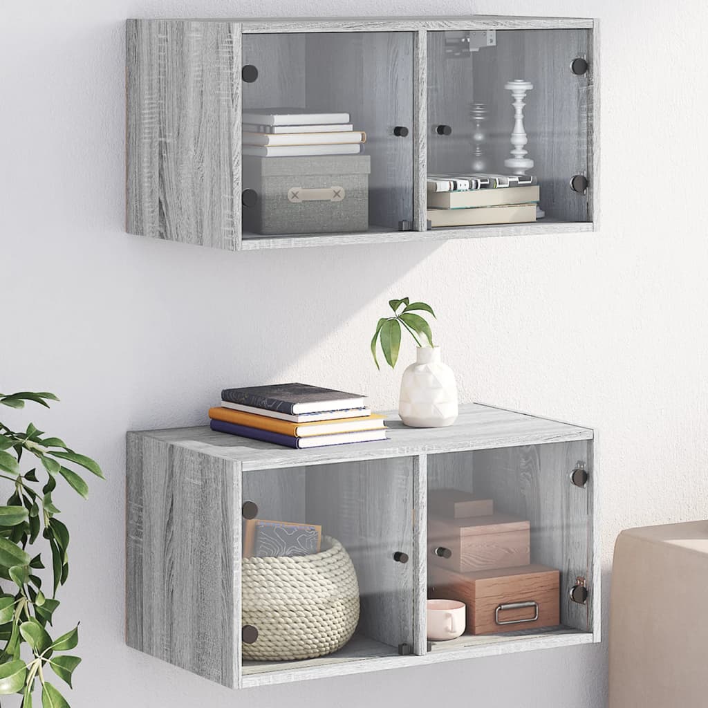 vidaXL Wall Cabinet with Glass Doors 68.5x37x35 cm White