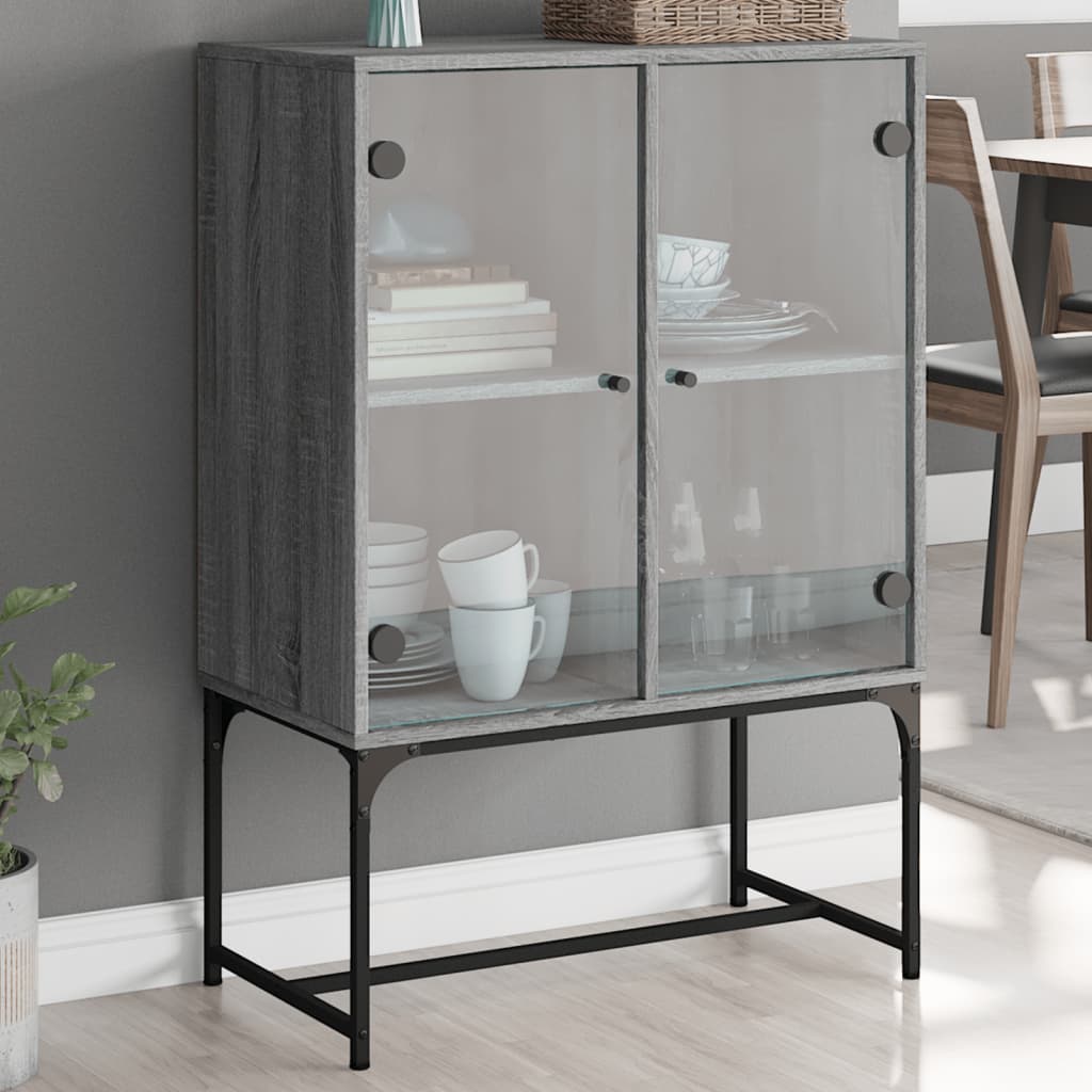 vidaXL Bijzetkast met glazen deuren 69x37x100 cm wit
