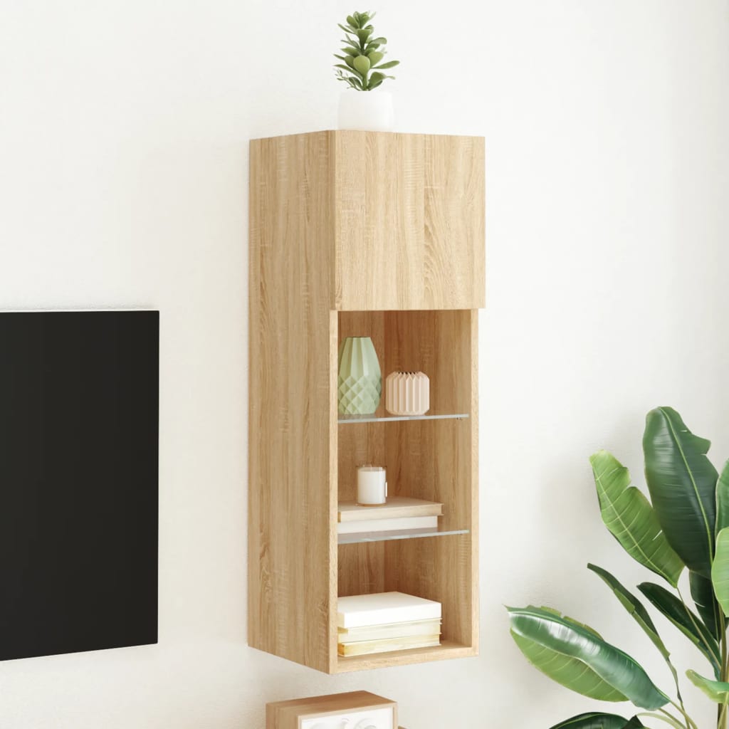 vidaXL TV Cabinets 2 pcs with LED lighting 30.5x30x60 cm white