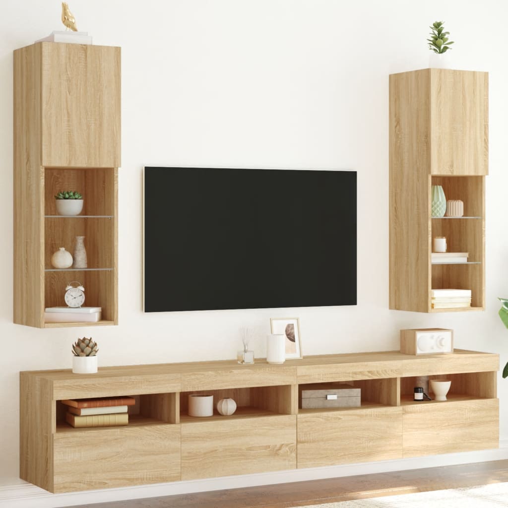 vidaXL TV Cabinets 2 pcs with LED lighting 30.5x30x60 cm white
