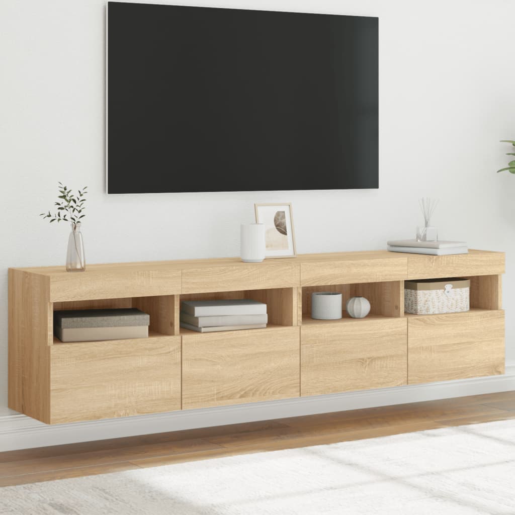 vidaXL Tv-wandmeubel met LED-verlichting 40x30x40 cm bruin eikenkleur