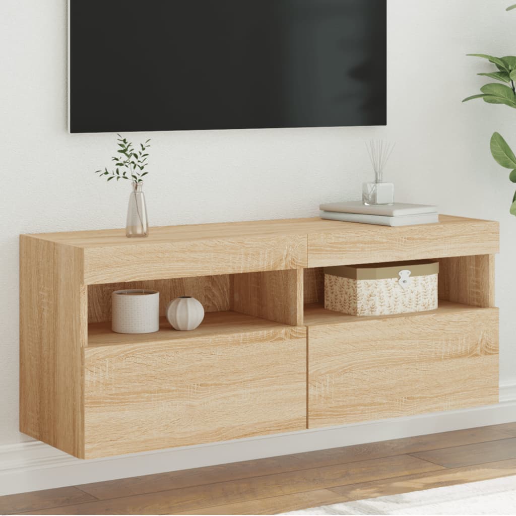 vidaXL Tv-wandmeubel met LED-verlichting 40x30x40 cm bruin eikenkleur