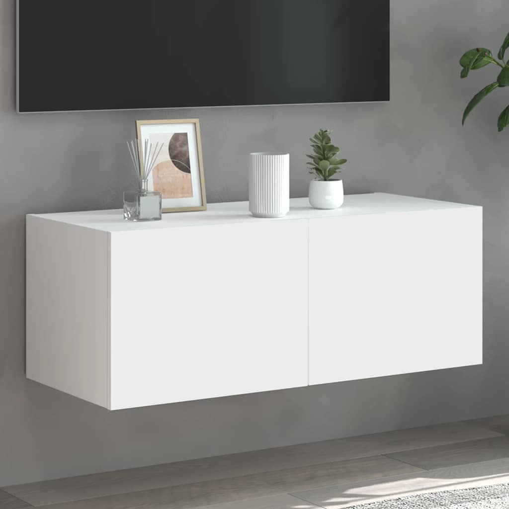 vidaXL TV cabinet with LED lights 30.5x35x30 cm white