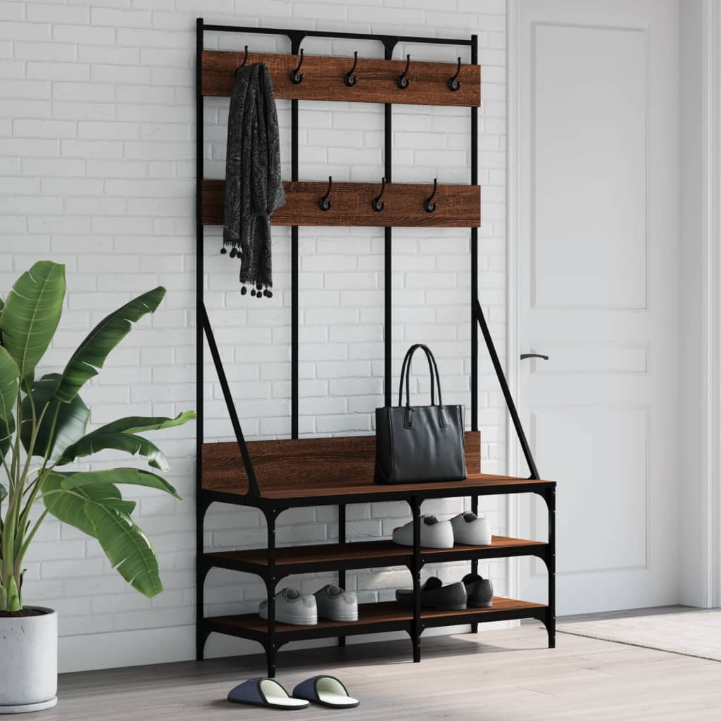 vidaXL Kledingrek met schoenenrek 100x40x184 cm zwart