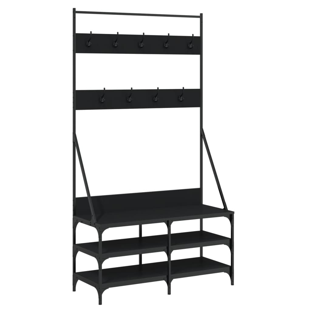 vidaXL Kledingrek met schoenenrek 70x40x184 cm zwart