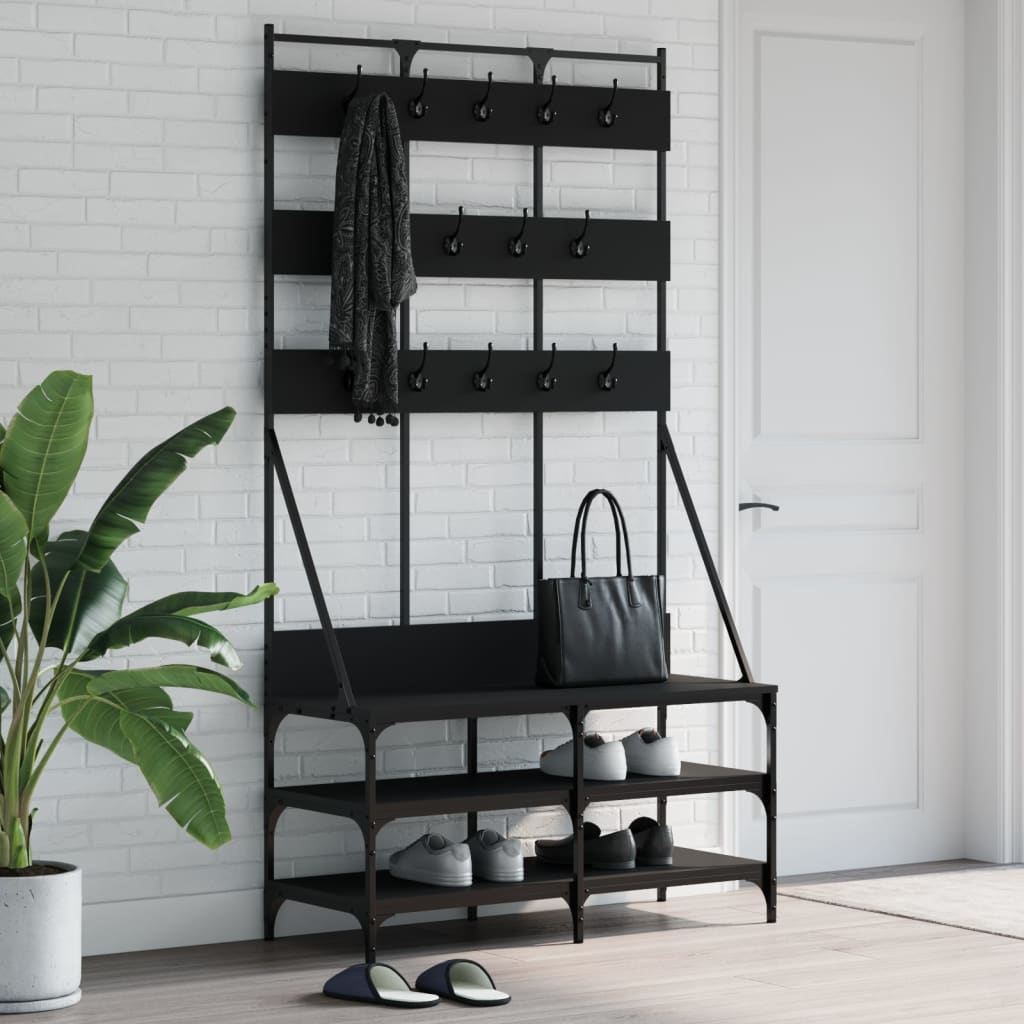 vidaXL Clothes Rack with Shoe Rack 100x40x184 cm Black