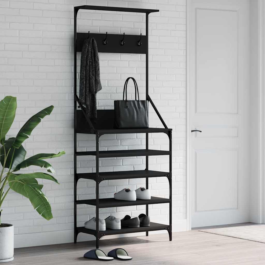 vidaXL Kledingrek met schoenenrek 70x34x184 cm zwart
