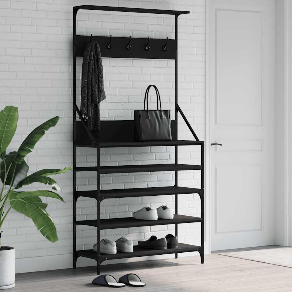 vidaXL Kledingrek met schoenenrek 70x34x184 cm zwart