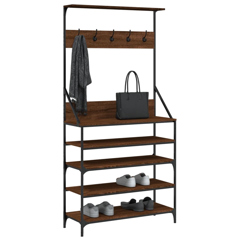 vidaXL Kledingrek met schoenenrek 70x34x184 cm zwart