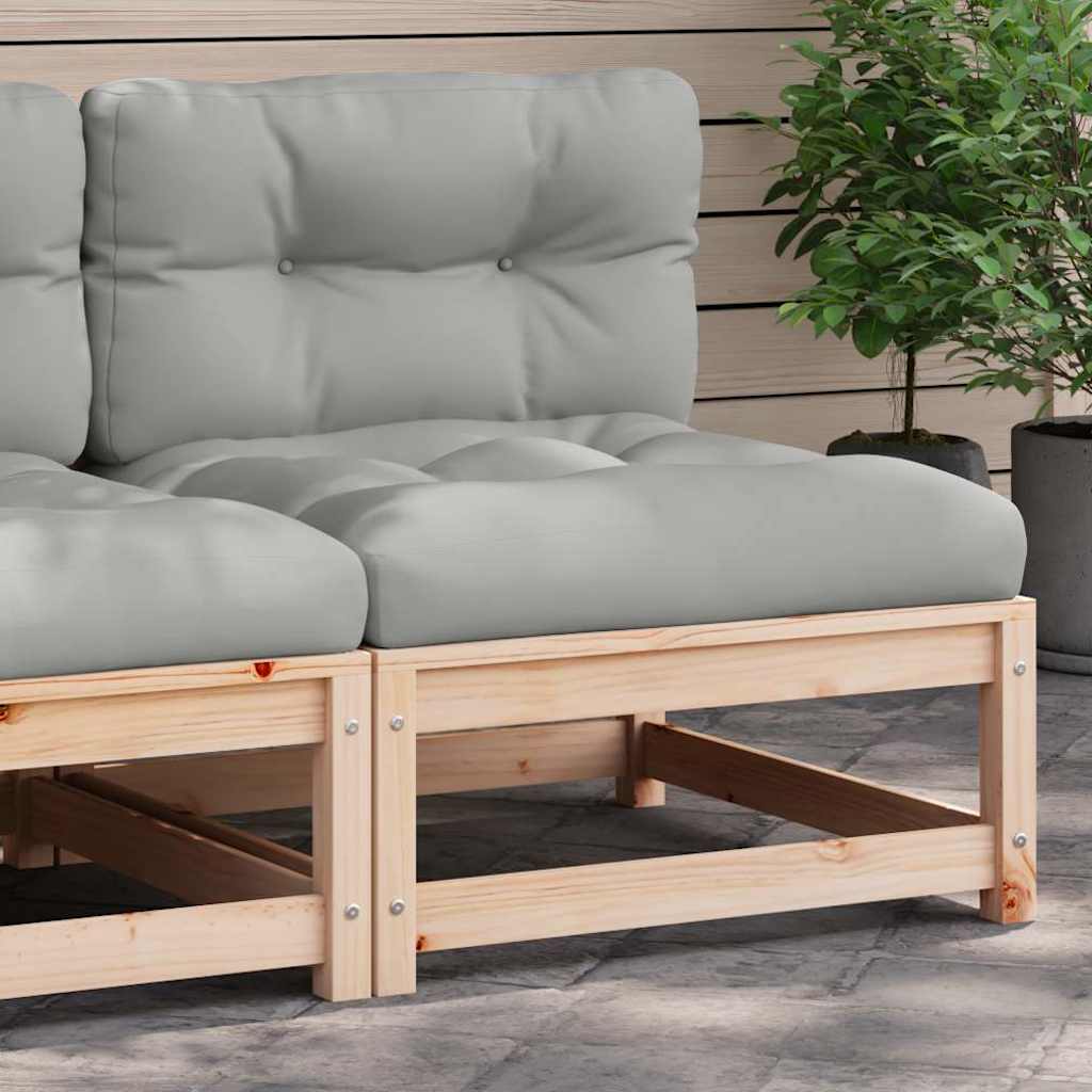 vidaXL Tuinmiddenbank met antracietkleurige kussens grenenhout wit