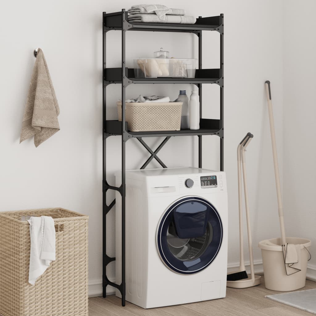 vidaXL Washing Machine Cabinet 67x25x163 cm Engineered Wood Black