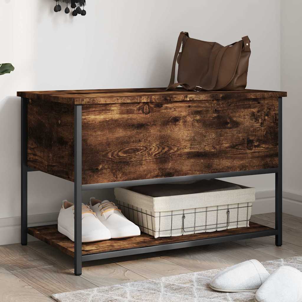 vidaXL Opbergbankje 70x42,5x47 cm bewerkt hout zwart