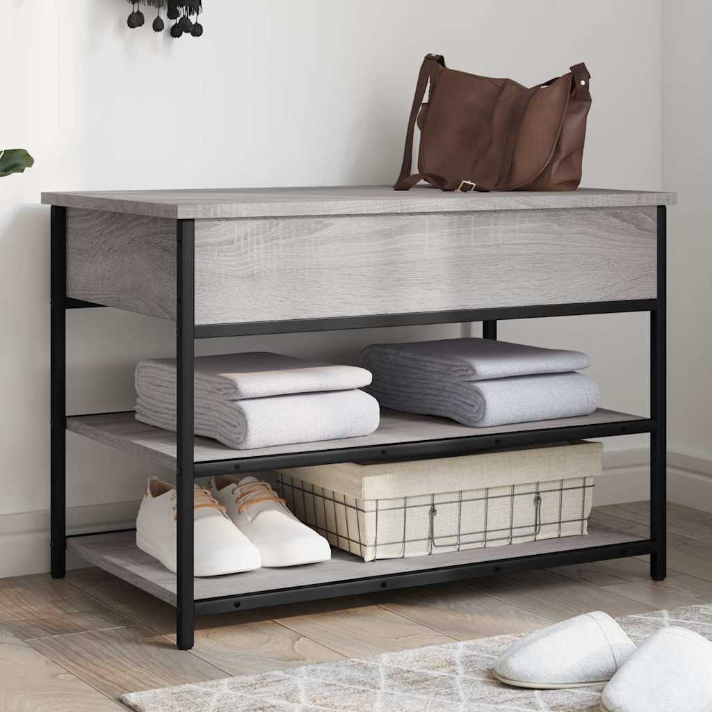 vidaXL Schoenenbankje 70x42,5x50 cm bewerkt hout gerookt eikenkleurig