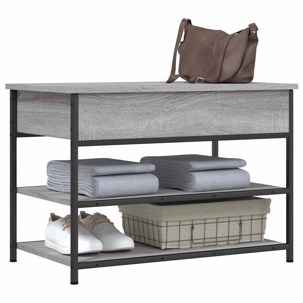 vidaXL Schoenenbankje 70x42,5x50 cm bewerkt hout gerookt eikenkleurig