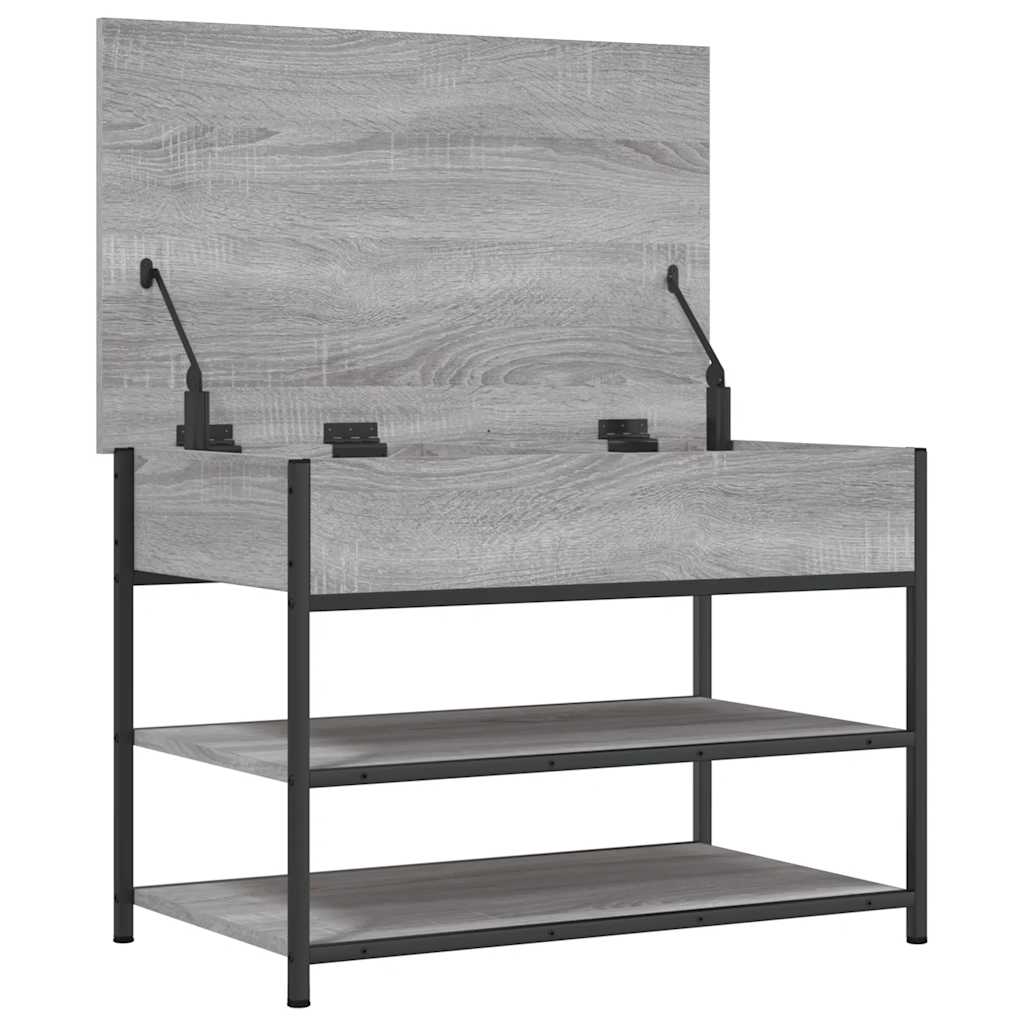 vidaXL Schoenenbankje 70x42,5x50 cm bewerkt hout gerookt eikenkleurig