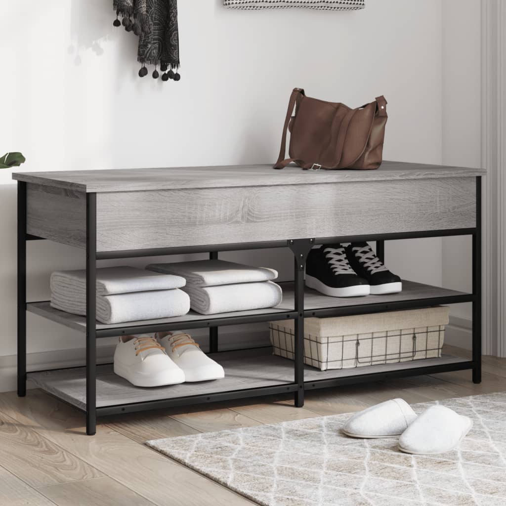 vidaXL Schoenenbankje 70x42,5x50 cm bewerkt hout gerookt eikenkleurig