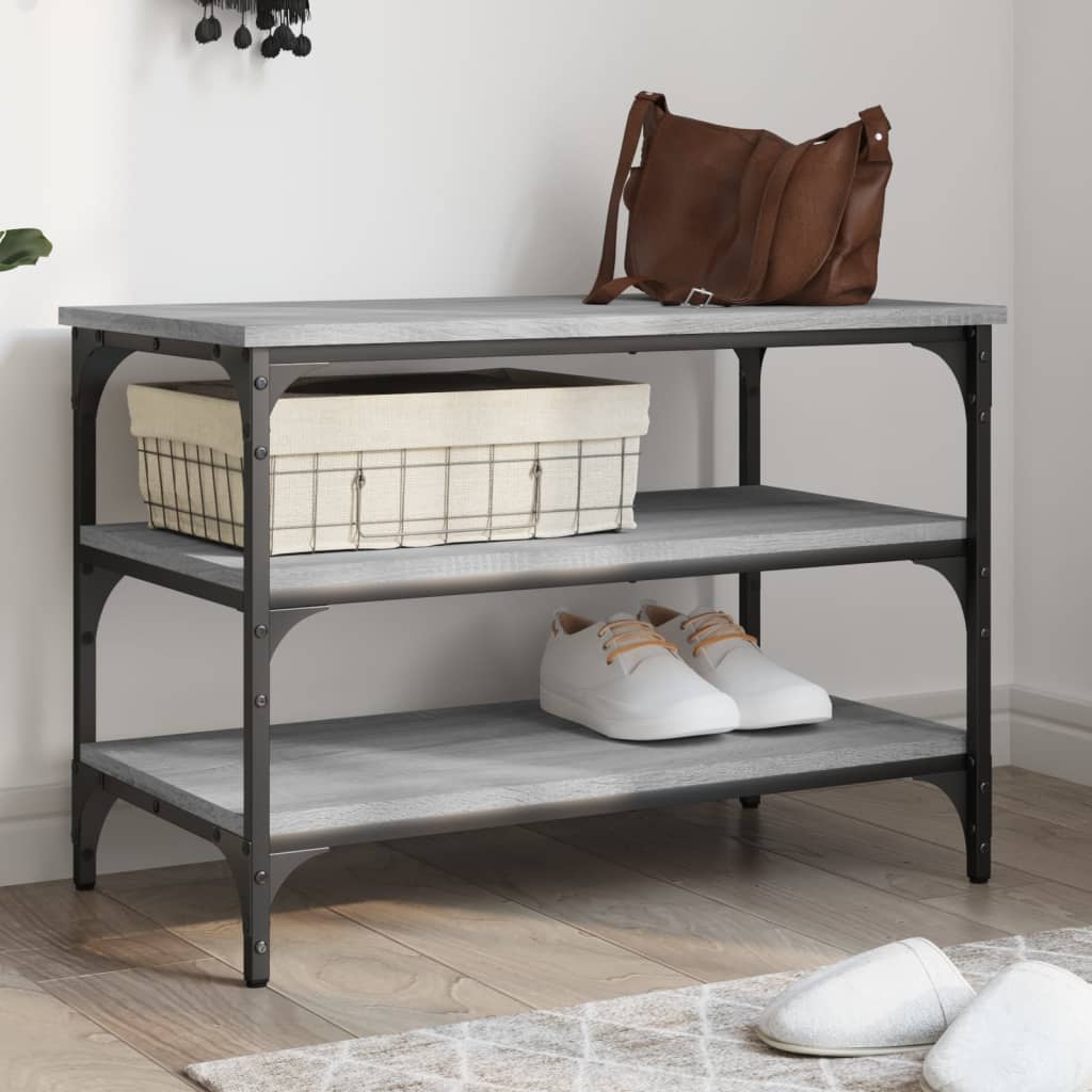 vidaXL Shoe Bench 70x38.5x49 cm Engineered Wood Black