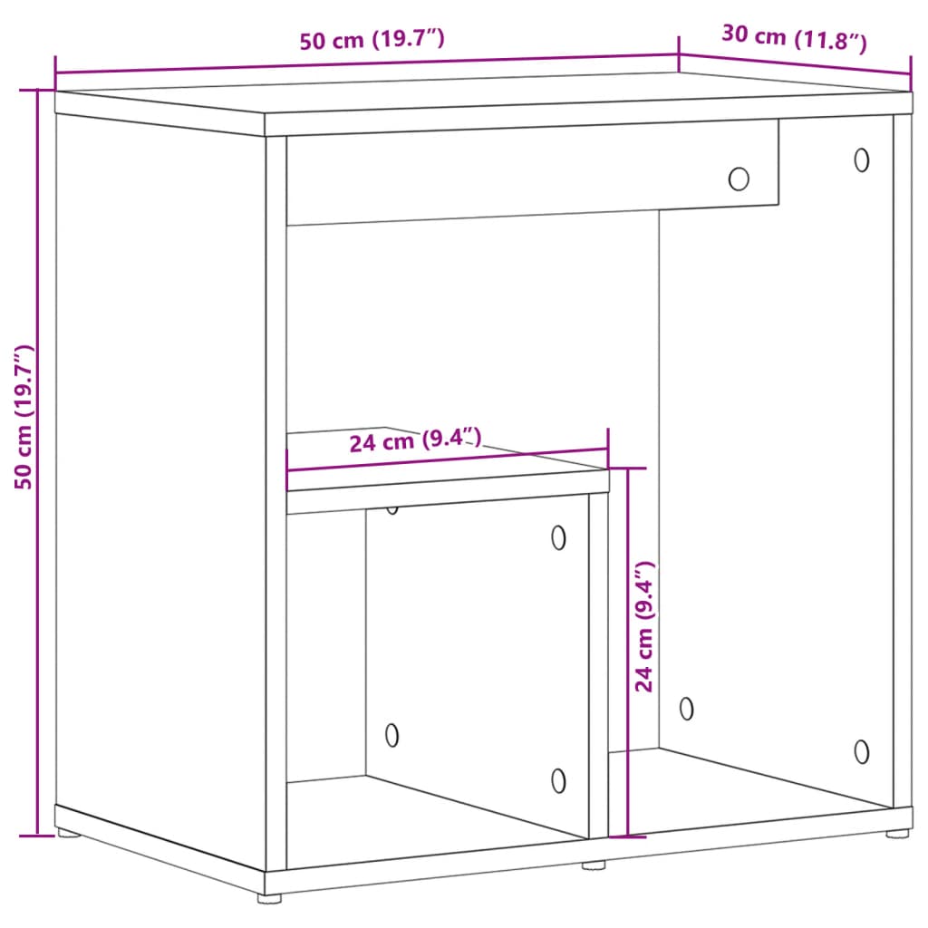 vidaXL Bijzettafel 50x30x50 cm bewerkt hout wit