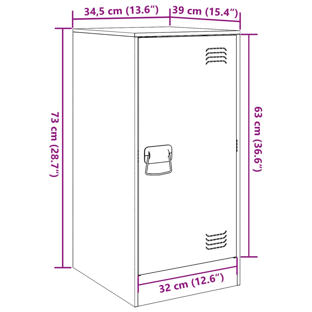 vidaXL Dressoir 34,5x39x73 cm staal zwart