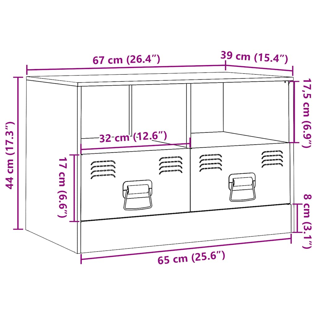 vidaXL Tv-meubel 67x39x44 cm staal zwart
