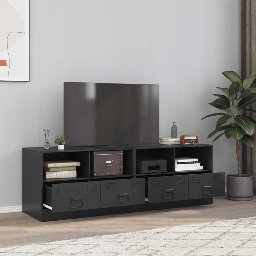 vidaXL Tv-meubel 67x39x44 cm staal zwart