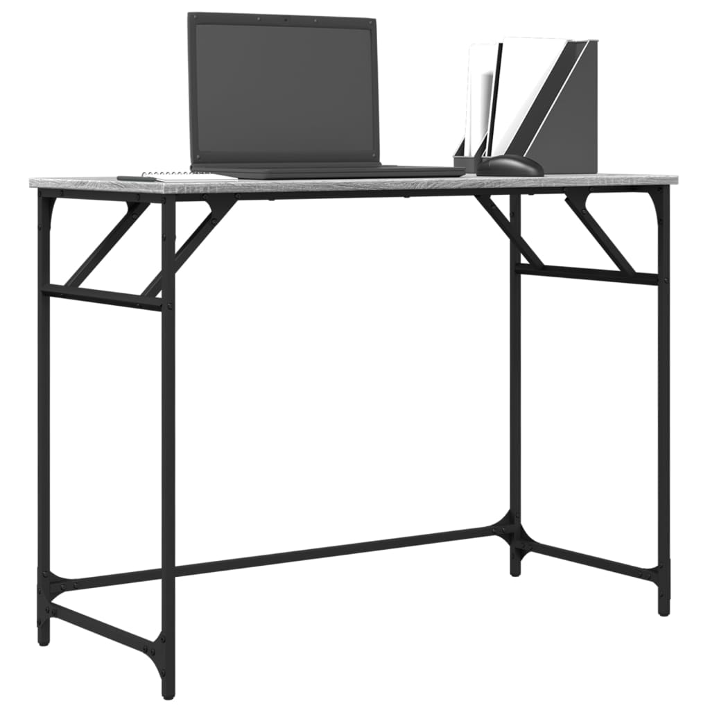 vidaXL Bureau 100x45x76 cm bewerkt hout en gepoedercoat staal
