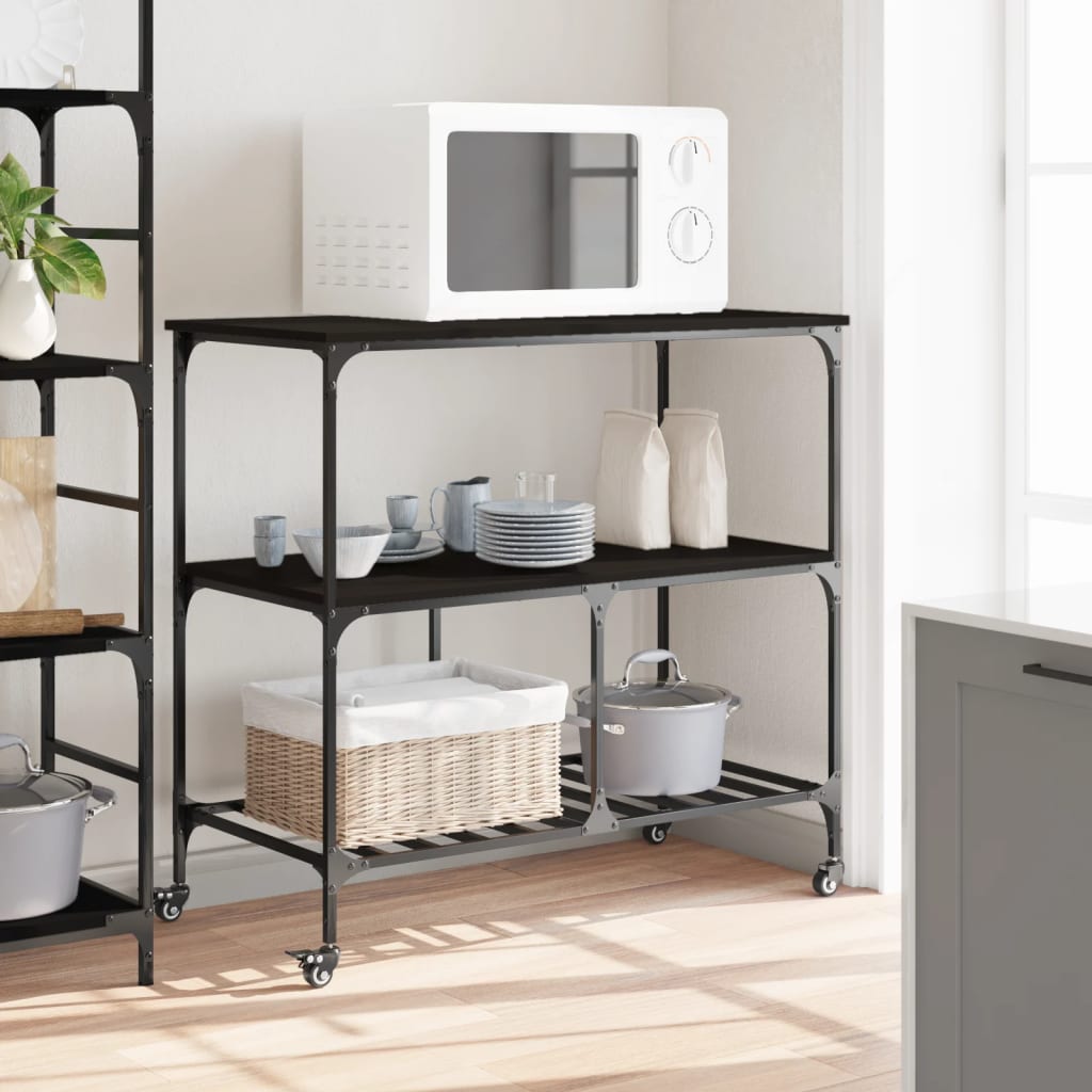 vidaXL Kitchen Trolley 100x50x95 cm Engineered Wood Black