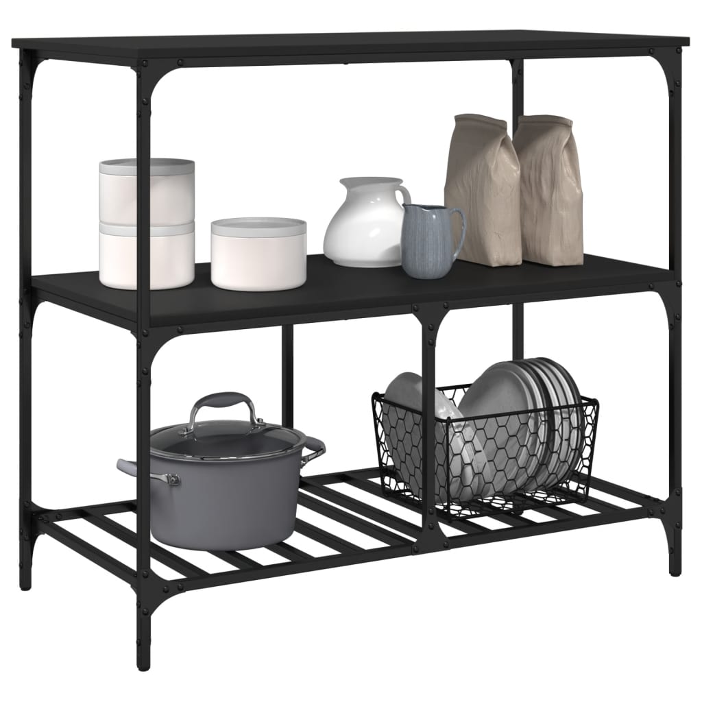 vidaXL Kitchen Trolley 100x50x95 cm Engineered Wood Black