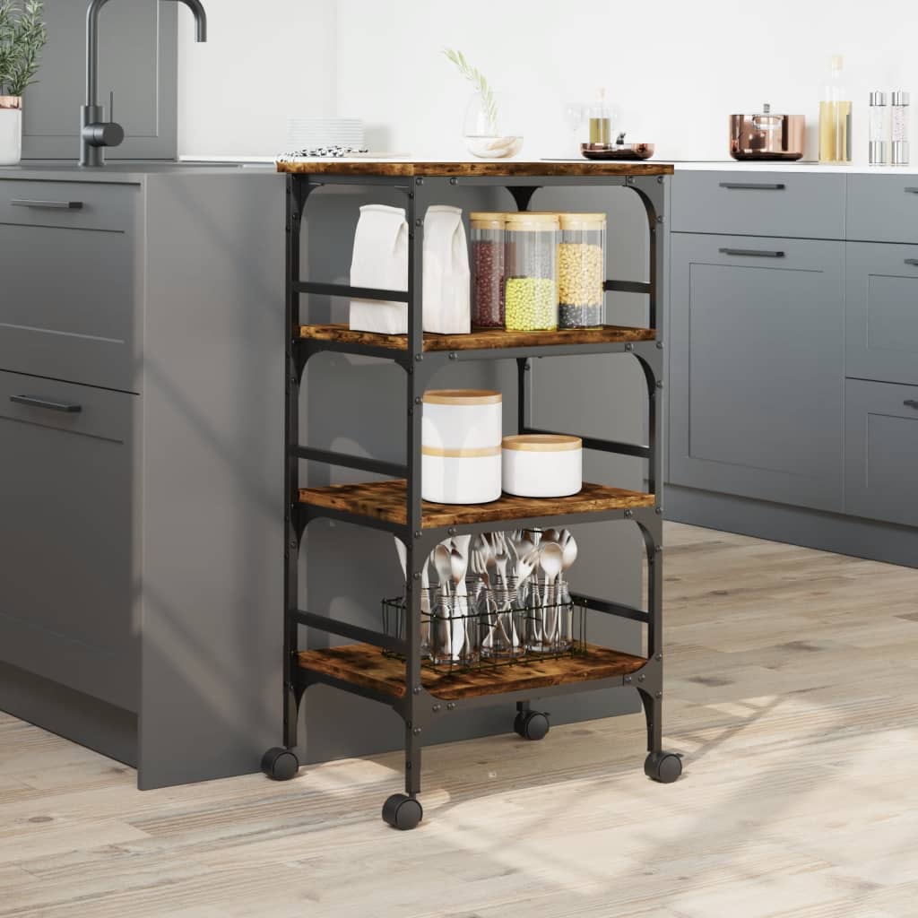 vidaXL Kitchen Trolley 45x35x89.5 cm Engineered Wood Black