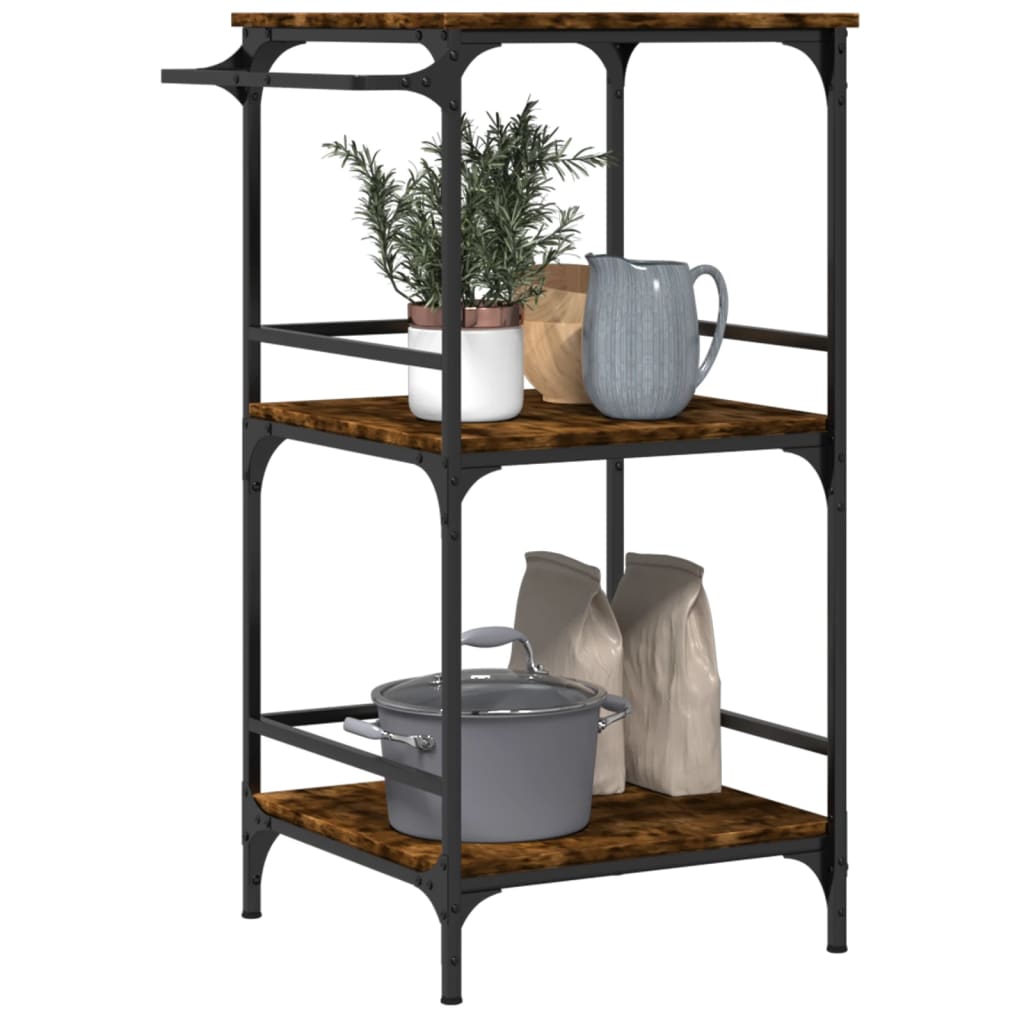 vidaXL Keukentrolley 60,5x50x105 cm bewerkt hout zwart