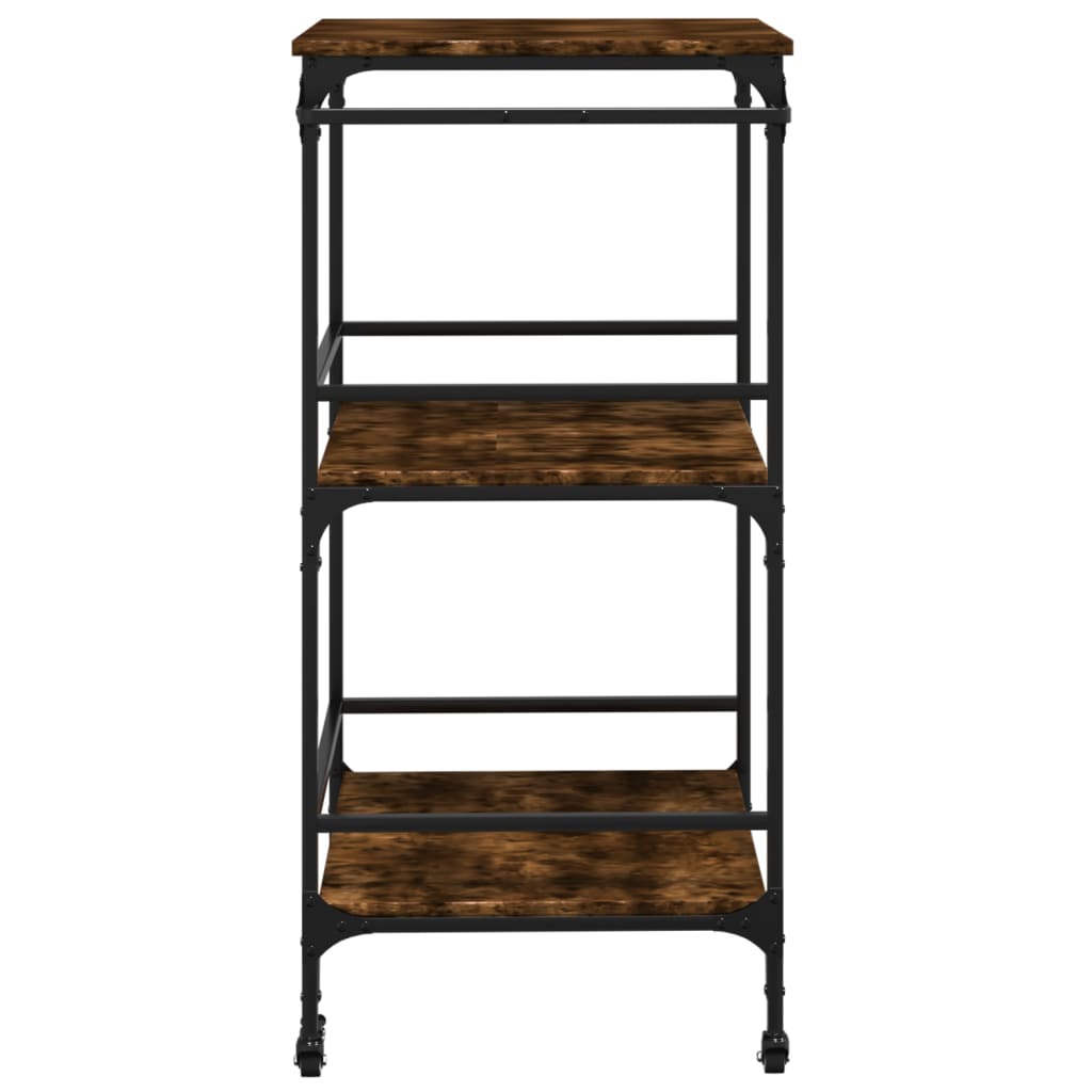 vidaXL Keukentrolley 60,5x50x105 cm bewerkt hout zwart