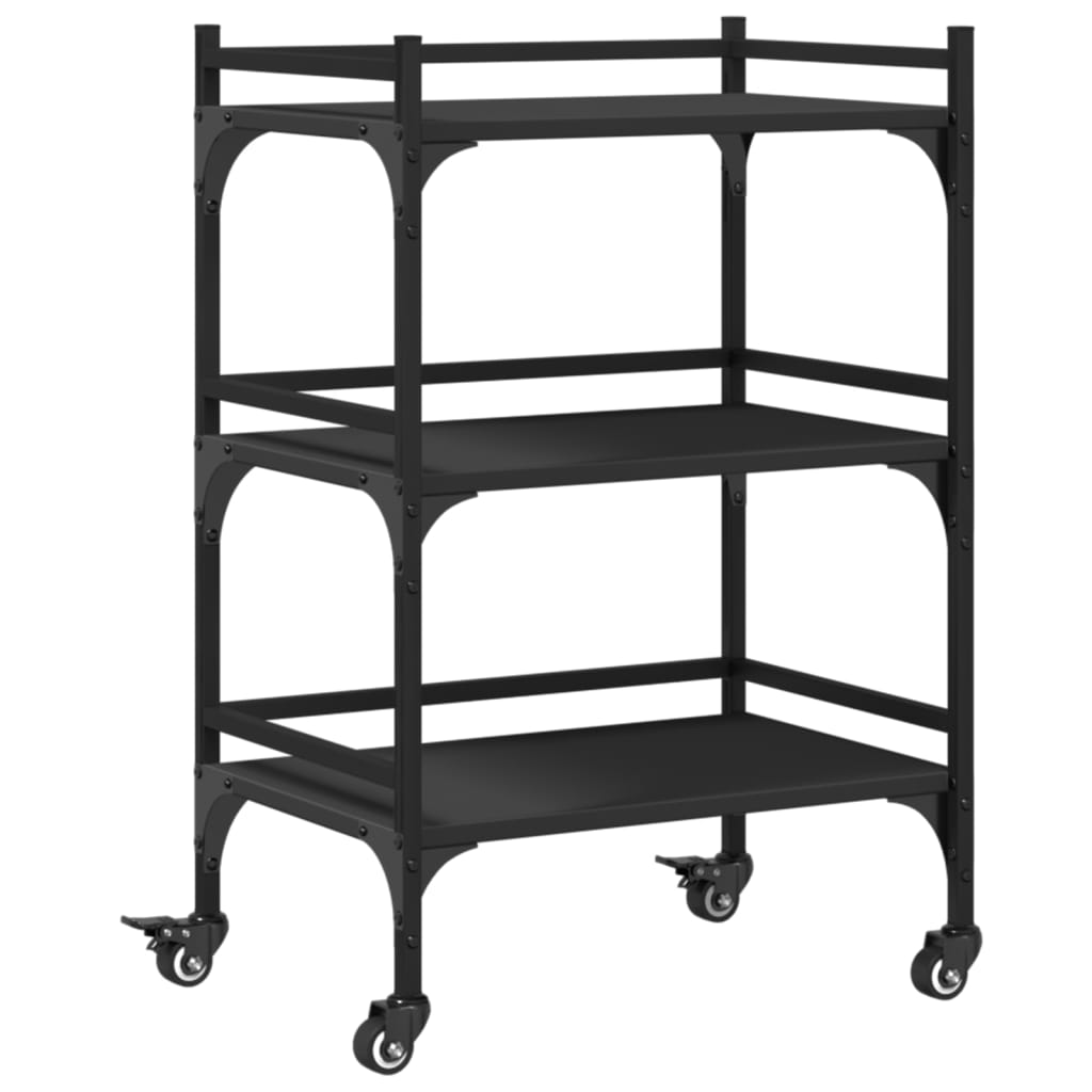 vidaXL Kitchen Trolley 50x35x75.5 cm Engineered Wood Black