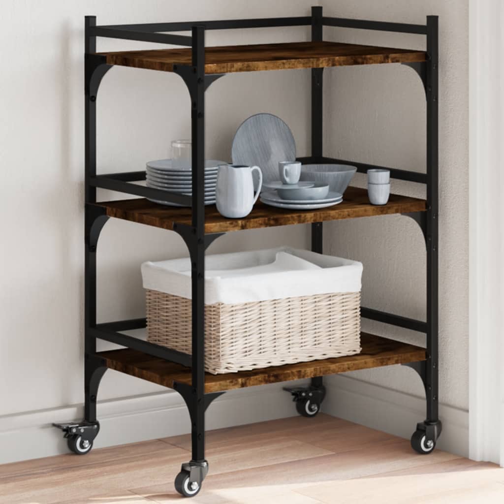 vidaXL Kitchen Trolley 50x35x75.5 cm Engineered Wood Black