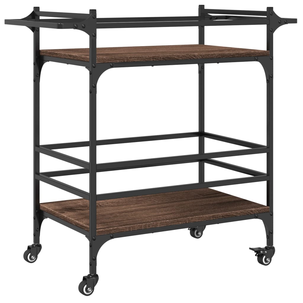 vidaXL Keukentrolley 82x40x78,5 cm bewerkt hout zwart