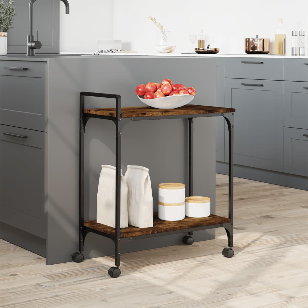 vidaXL Keukentrolley 60,5x31x72,5 cm bewerkt hout zwart