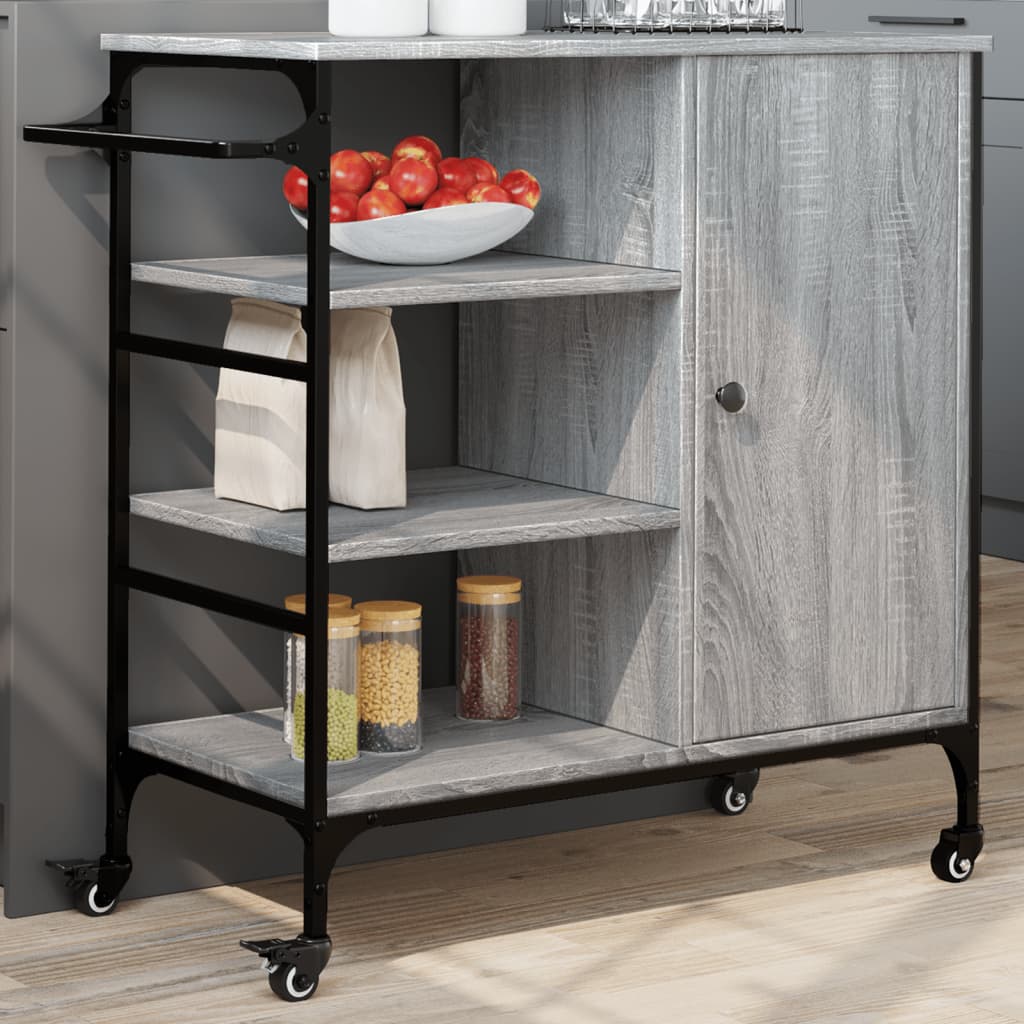 vidaXL Keukentrolley 87,5x38,5x84,5 cm bewerkt hout zwart