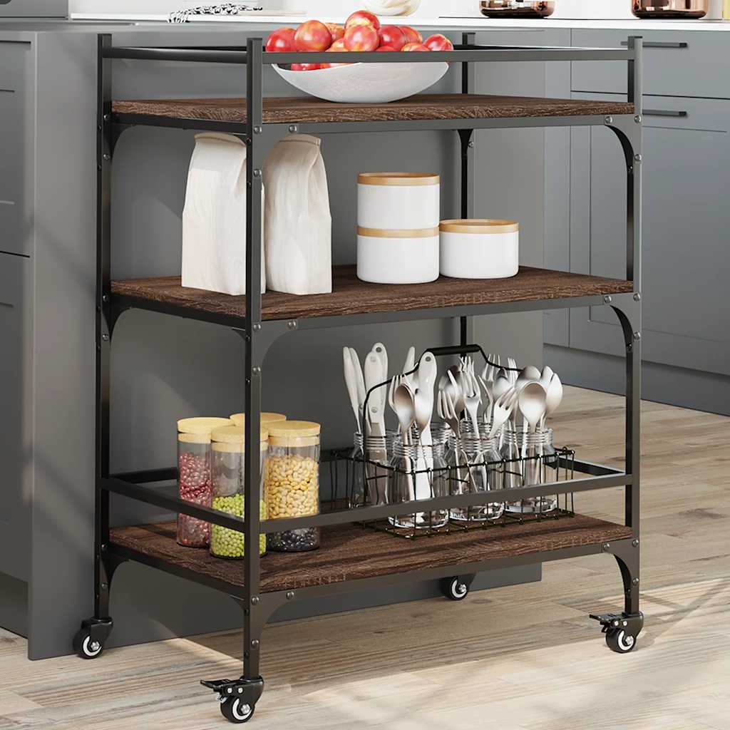vidaXL Keukentrolley 65x40x86,5 cm bewerkt hout zwart