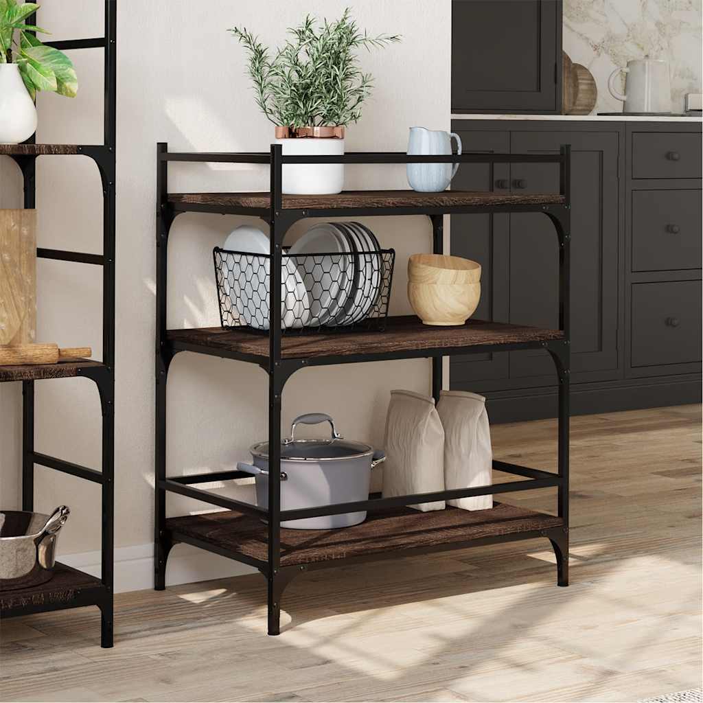 vidaXL Keukentrolley 65x40x86,5 cm bewerkt hout zwart