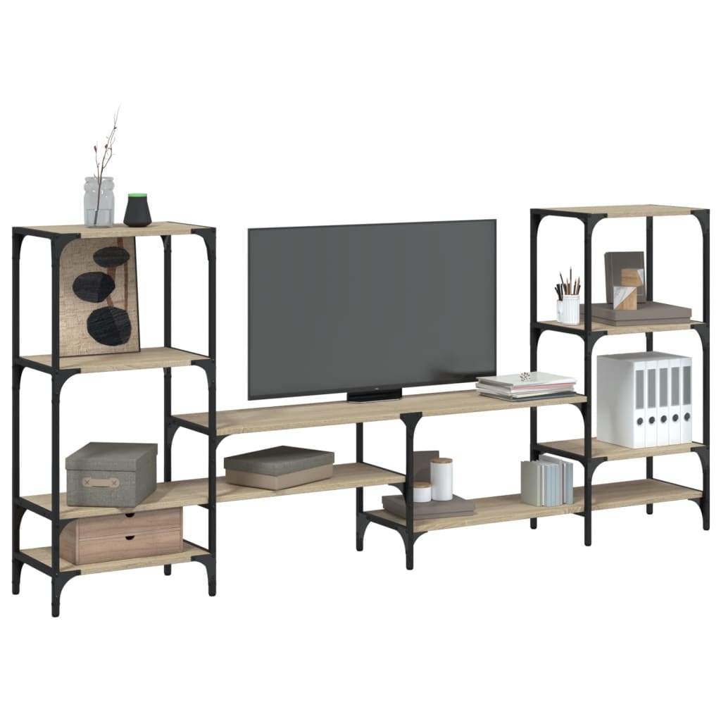 vidaXL Tv-meubel 206,5x28,5x95 cm bewerkt hout zwart