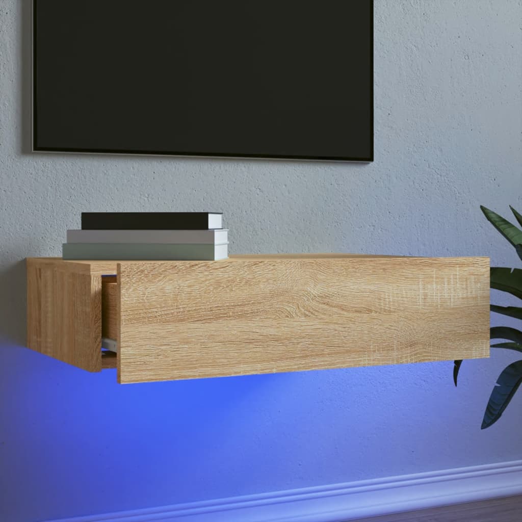 vidaXL TV Cabinet with LED Lights 120x35x15.5 cm White