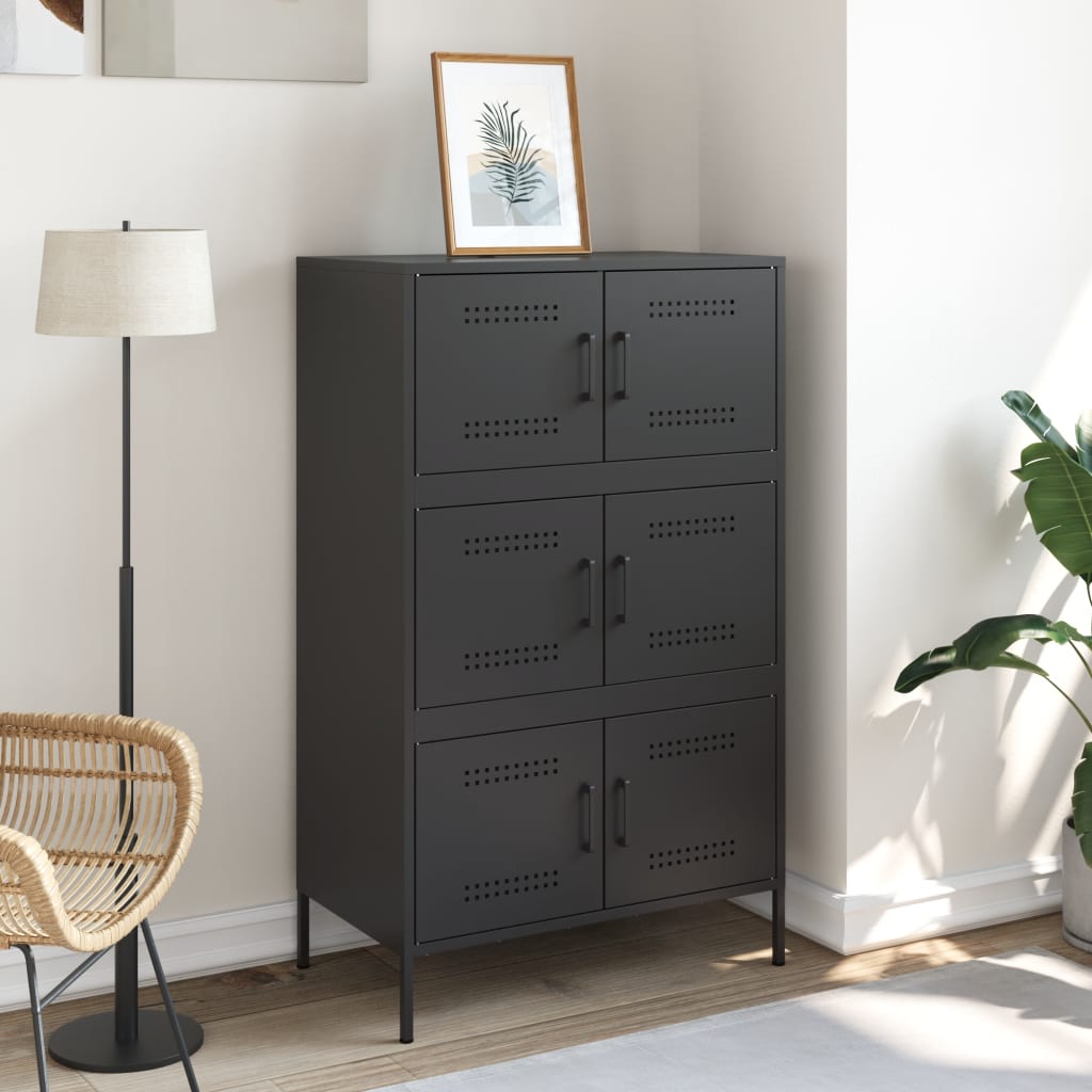 vidaXL Hoge kast 68x39x113 cm staal zwart