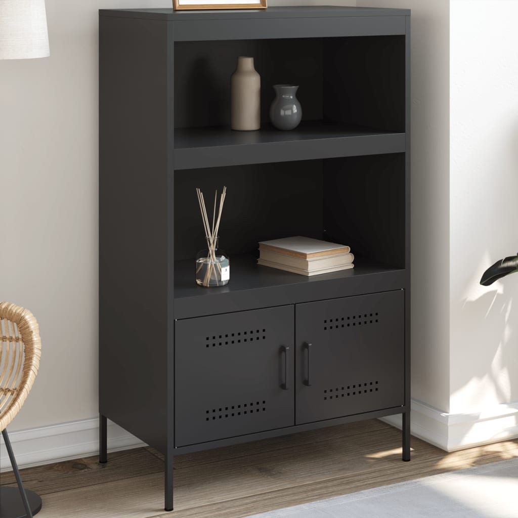 vidaXL Hoge kast 68x39x113 cm staal zwart